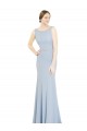 Sleeveless Light Sky Blue Low Back A-Line Boat Neck Bridesmaid Dress Maidstone