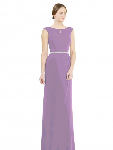 Sleeveless Dark Lavender Low Back A-Line Boat Neck Formal Dress / Bridesmaid Dress Maidstone