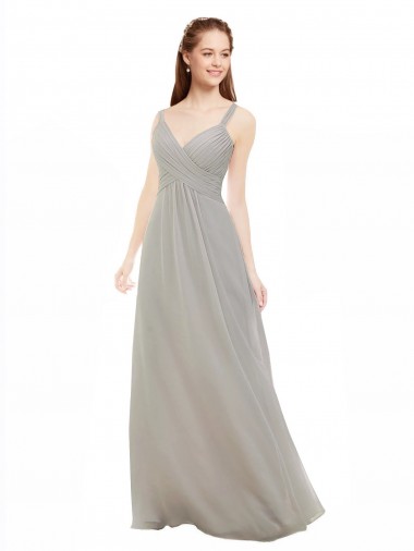 Sleeveless Silver Criss Cross Back A-Line Spaghetti Straps Bridesmaid Dress Maidstone