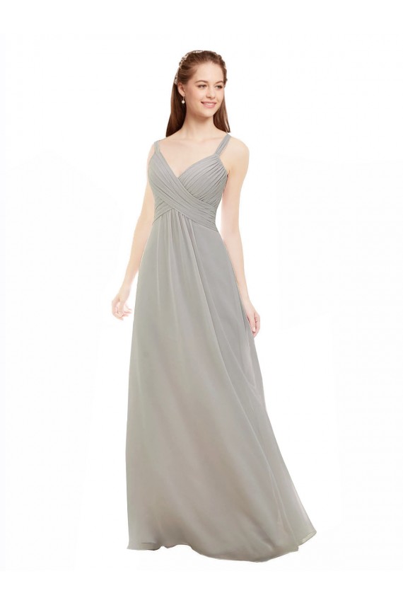 Sleeveless Silver Criss Cross Back A-Line Spaghetti Straps Bridesmaid Dress Maidstone