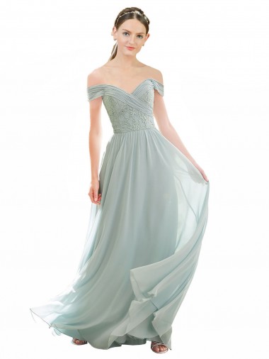 Cap Sleeves Sea Glass A-Line Off the Shoulder Bridesmaid Dress Maidstone