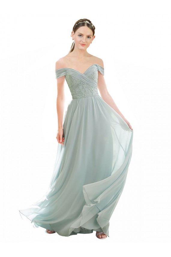 Cap Sleeves Sea Glass A-Line Off the Shoulder Bridesmaid Dress Maidstone