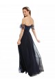 Cap Sleeves Dark Navy A-Line Off the Shoulder Formal Dress / Bridesmaid Dress Maidstone