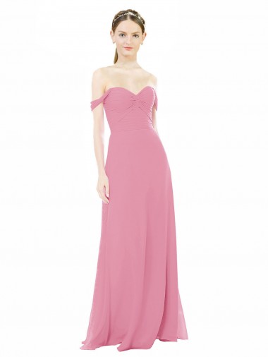 Cap Sleeves Skin Pink A-Line Off the Shoulder Formal Dress / Bridesmaid Dress Maidstone
