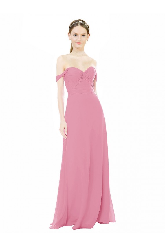 Cap Sleeves Skin Pink A-Line Off the Shoulder Formal Dress / Bridesmaid Dress Maidstone