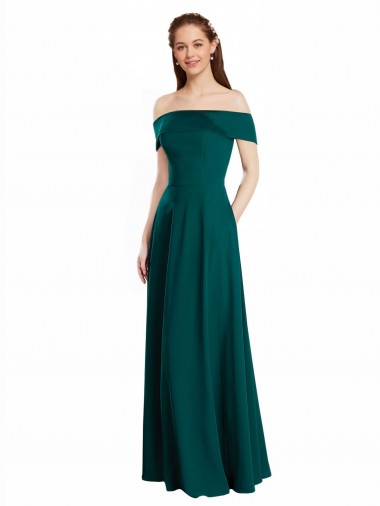 Cap Sleeves Hunter A-Line Off the Shoulder Bridesmaid Dress Maidstone
