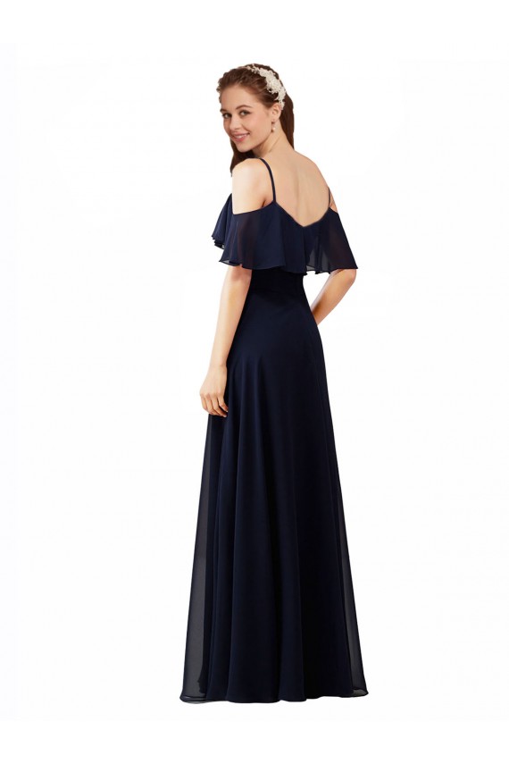 Sleeveless Dark Navy A-Line Off the Shoulder Bridesmaid Dress Maidstone