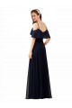 Sleeveless Dark Navy A-Line Off the Shoulder Bridesmaid Dress Maidstone