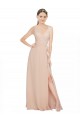 Sleeveless Pink A-Line Luxe Chiffon V-Neck Bridesmaid Dress / Evening Dress Maidstone