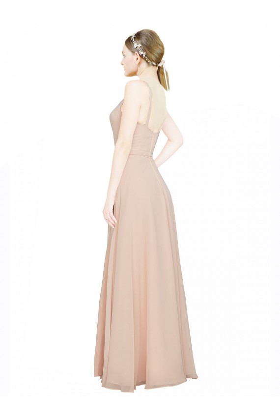 Sleeveless Pink A-Line Luxe Chiffon V-Neck Bridesmaid Dress / Evening Dress Maidstone