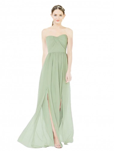 Sleeveless Sage Low Back A-Line Sweetheart Semi Formal Evening Dress / Bridesmaid Dress Maidstone