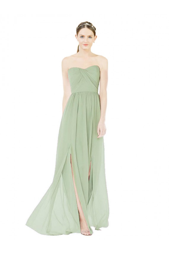 Sleeveless Sage Low Back A-Line Sweetheart Semi Formal Evening Dress / Bridesmaid Dress Maidstone
