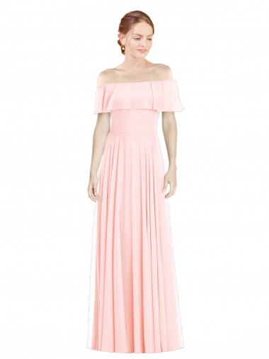 Sleeveless Pink A-Line Off the Shoulder Formal Bridesmaid Dress Maidstone