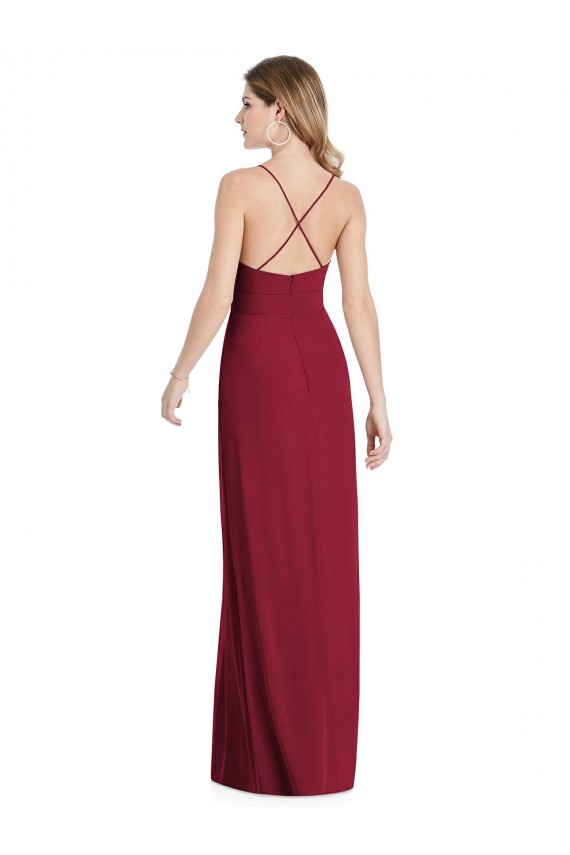 Sleeveless Burgundy Open Back A-Line Spaghetti Straps Semi Formal Evening Dress / Bridesmaid Dress Maidstone