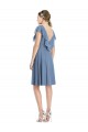 Cap Sleeves Dusty Blue V-Back A-Line V-Neck Bridesmaid Dress Maidstone