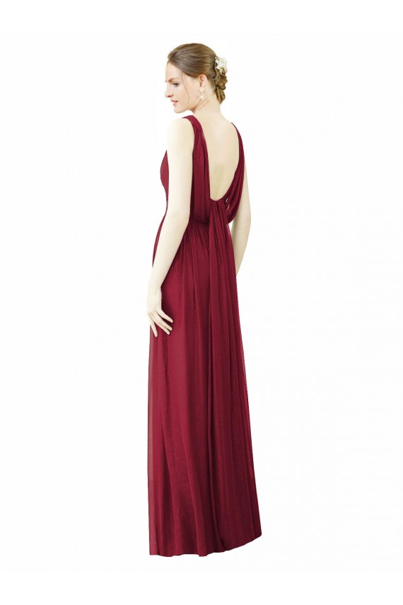 Sleeveless Burgundy V-Back A-Line V-Neck Bridesmaid Dress / Formal Dress Maidstone