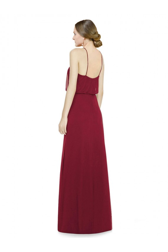 Sleeveless Burgundy Open Back A-Line Halter Neck Bridesmaid Dress Maidstone
