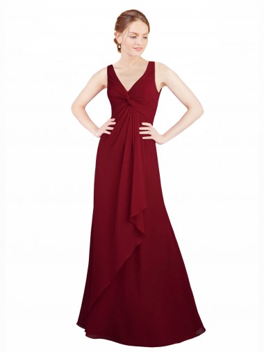 Sleeveless Burgundy A-Line V-Neck Bridesmaid Dress / Evening Dress Maidstone