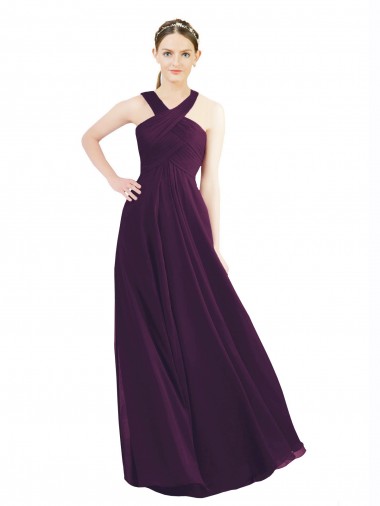 Sleeveless Grape A-Line Halter Neck Bridesmaid Dress Maidstone
