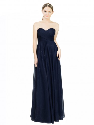Sleeveless Dark Navy Low Back A-Line Sweetheart Bridesmaid Dress / Evening Dress Maidstone