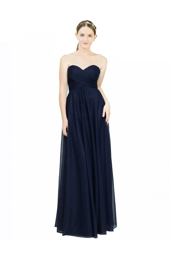Sleeveless Dark Navy Low Back A-Line Sweetheart Bridesmaid Dress / Evening Dress Maidstone