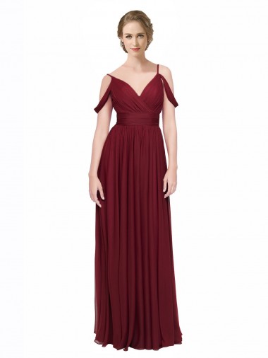 Sleeveless Burgundy Low Back A-Line Off the Shoulder Bridesmaid Dress / Evening Dress Maidstone