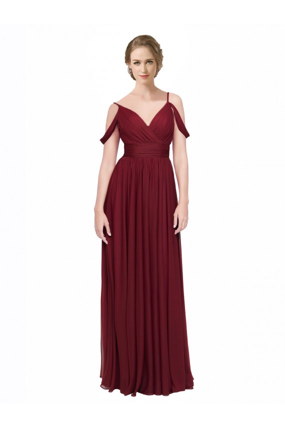 Sleeveless Burgundy Low Back A-Line Off the Shoulder Bridesmaid Dress / Evening Dress Maidstone