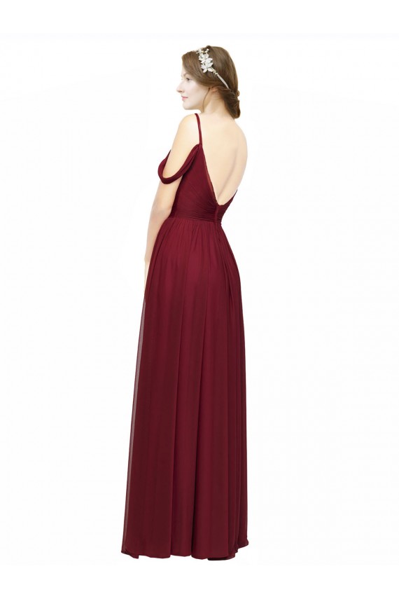 Sleeveless Burgundy Low Back A-Line Off the Shoulder Bridesmaid Dress / Evening Dress Maidstone