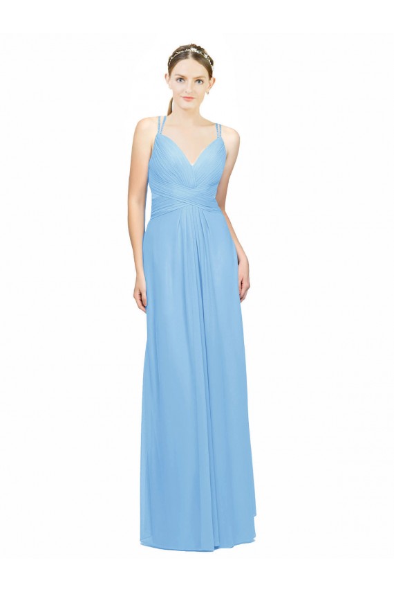 Sleeveless Periwinkle Keyhole Back A-Line Spaghetti Straps Bridesmaid Dress / Evening Dress Maidstone
