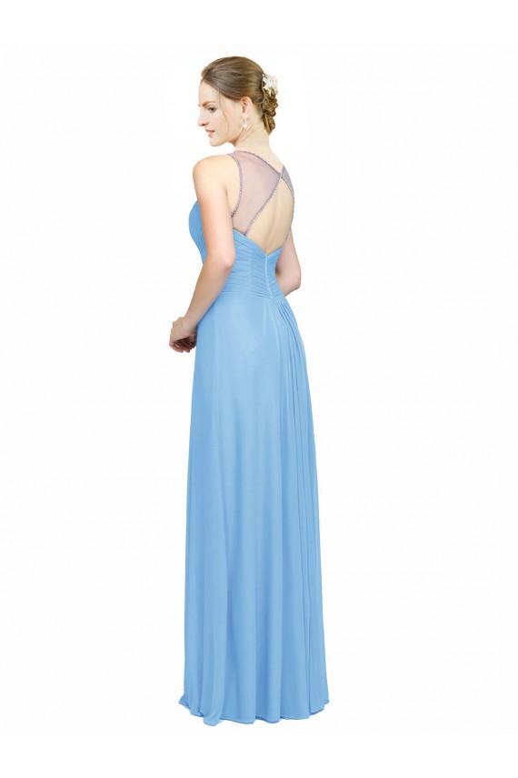 Sleeveless Periwinkle Keyhole Back A-Line Spaghetti Straps Bridesmaid Dress / Evening Dress Maidstone