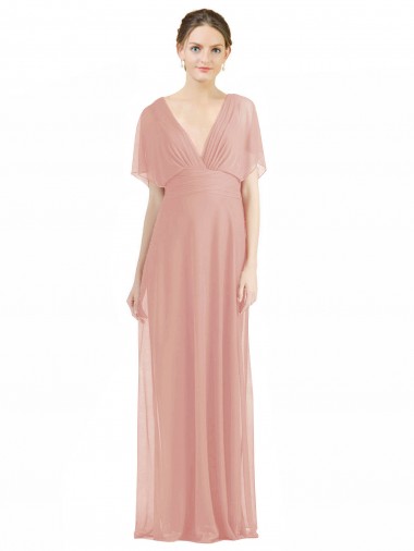 Short Sleeves Bliss Pink V-Back A-Line V-Neck Bridesmaid Dress / Formal Dress Maidstone