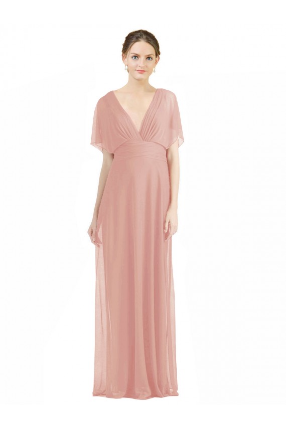 Short Sleeves Bliss Pink V-Back A-Line V-Neck Bridesmaid Dress / Formal Dress Maidstone