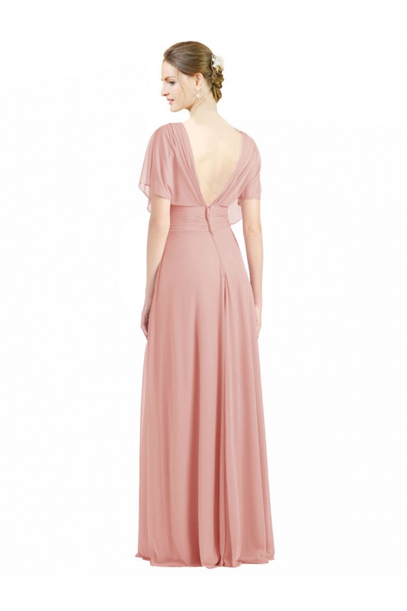 Short Sleeves Bliss Pink V-Back A-Line V-Neck Bridesmaid Dress / Formal Dress Maidstone