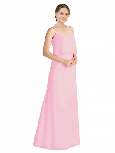 Sleeveless Barely Pink Open Back A-Line Spaghetti Straps Bridesmaid Dress Maidstone