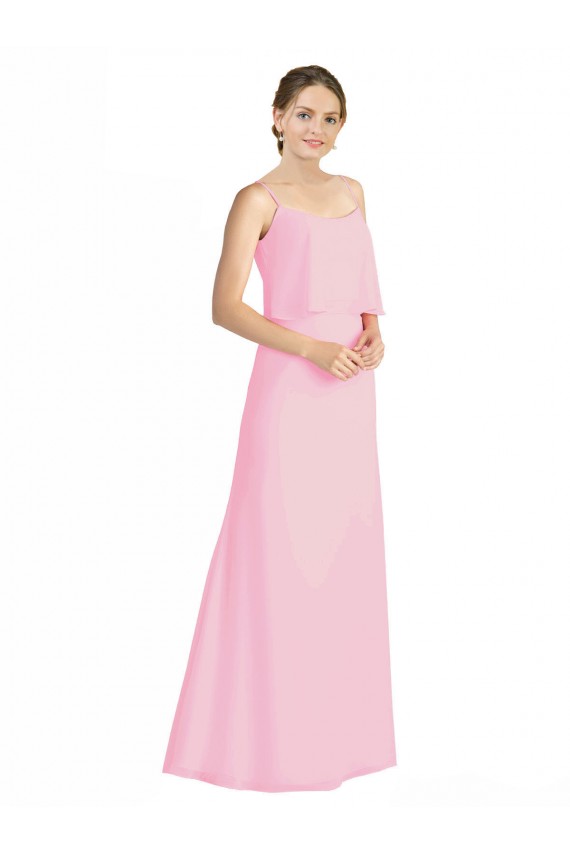 Sleeveless Barely Pink Open Back A-Line Spaghetti Straps Bridesmaid Dress Maidstone