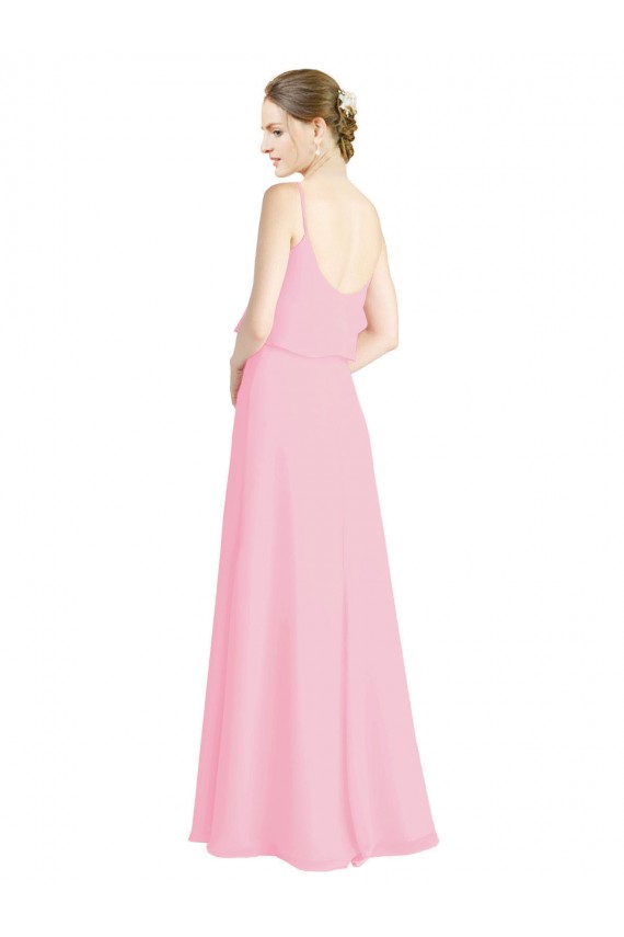 Sleeveless Barely Pink Open Back A-Line Spaghetti Straps Bridesmaid Dress Maidstone