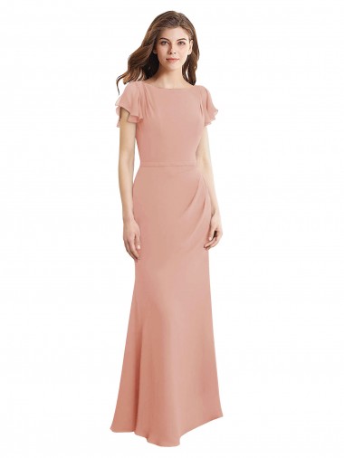 Sleeveless Bliss Pink Low Back Mermaid Boat Neck Prom Dress / Bridesmaid Dress Maidstone