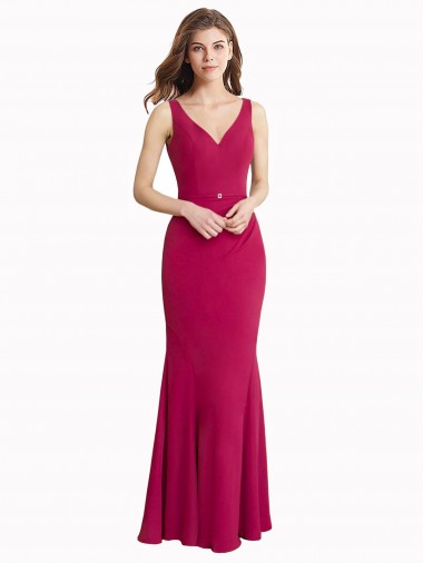 Sleeveless Red V-Back Mermaid V-Neck Prom Dress / Bridesmaid Dress Maidstone