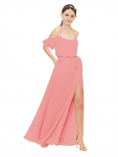 Sleeveless Watermelon A-Line Off the Shoulder Bridesmaid Dress Maidstone