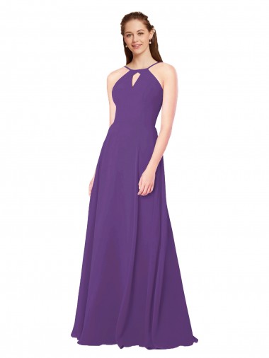 Sleeveless Plum Purple Sheath High Neck Bridesmaid Dress Maidstone