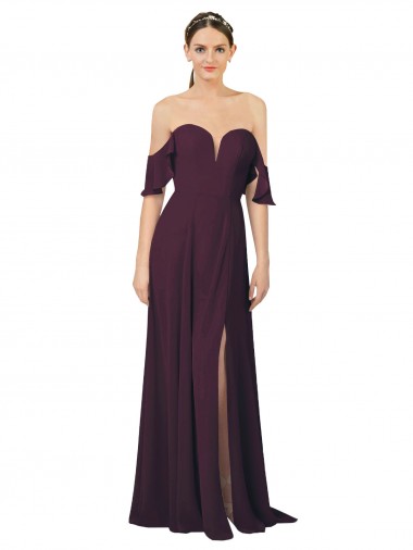 Cold Shoulder Grape Sheath Sweetheart Formal Dress / Bridesmaid Dress Maidstone