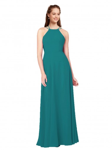 Sleeveless Hunter Criss Cross Back Sheath High Neck Bridesmaid Dress Maidstone