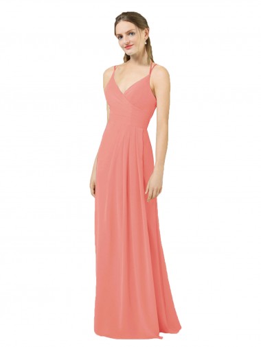 Sleeveless Desert Rose Keyhole Back Sheath V-Neck Bridesmaid Dress Maidstone
