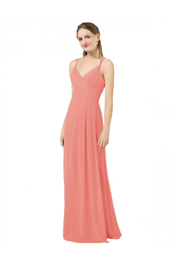 Sleeveless Desert Rose Keyhole Back Sheath V-Neck Bridesmaid Dress Maidstone