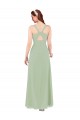 Sleeveless Smoke Green Keyhole Back Sheath V-Neck Bridesmaid Dress Maidstone