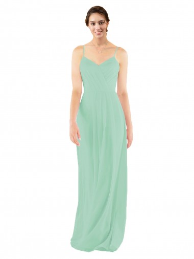 Sleeveless Mint Green Keyhole Back Sheath V-Neck Bridesmaid Dress Maidstone
