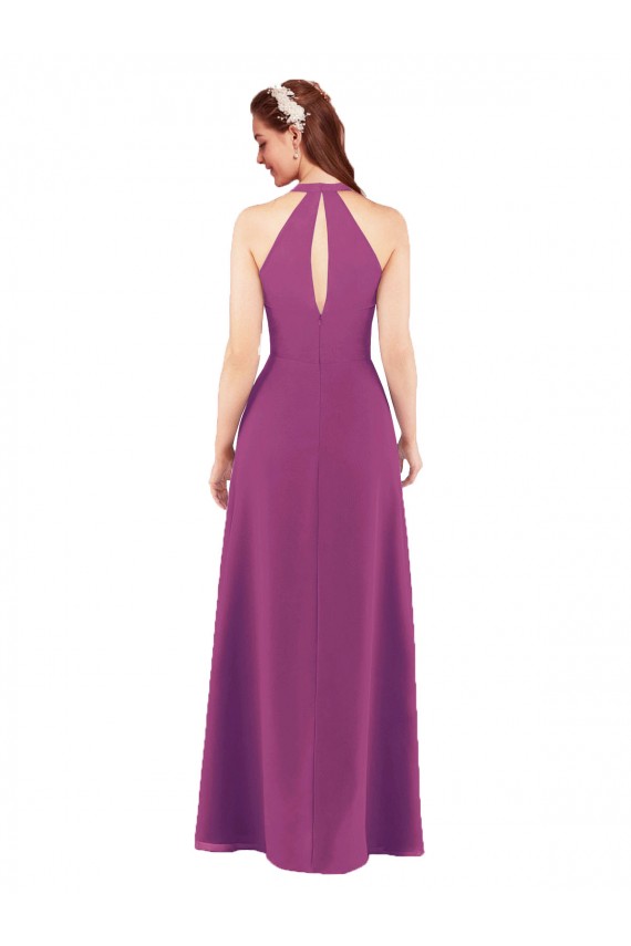 Sleeveless Wild Berry Keyhole Back Sheath V-Neck Bridesmaid Dress Maidstone