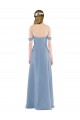 Sleeveless Dusty Blue Sheath Off the Shoulder Bridesmaid Dress Maidstone