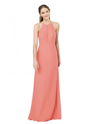 Sleeveless Desert Rose Keyhole Back Sheath Halter Neck Bridesmaid Dress Maidstone