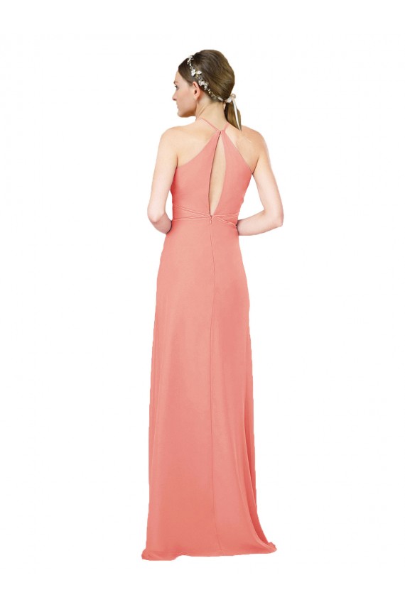 Sleeveless Desert Rose Keyhole Back Sheath Halter Neck Bridesmaid Dress Maidstone